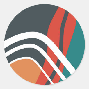 Abstract rainbow line art  classic round sticker