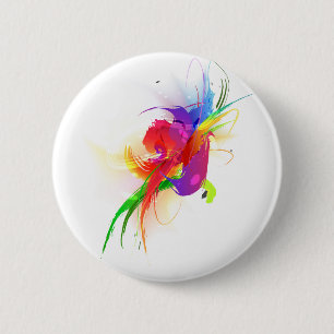 Abstract Rainbow Lorikeet Paint Splatters 2 Inch Round Button