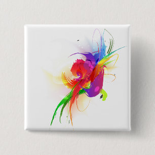 Abstract Rainbow Lorikeet Paint Splatters 2 Inch Square Button