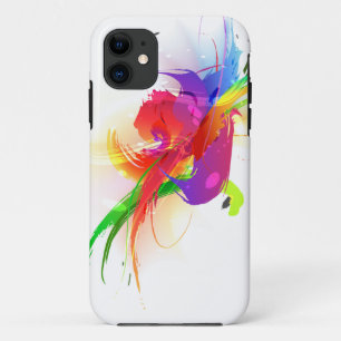 Abstract Rainbow Lorikeet Paint Splatters iPhone 11 Case