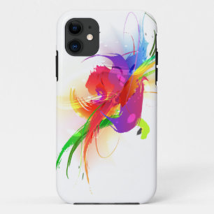 Abstract Rainbow Lorikeet Paint Splatters iPhone 11 Case