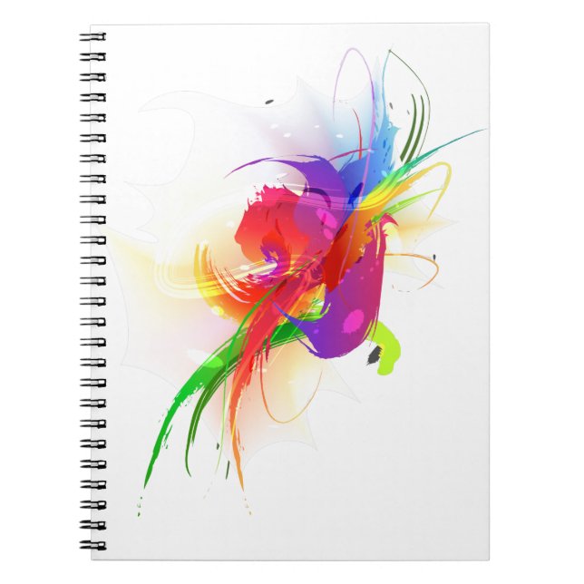 Abstract Rainbow Lorikeet Paint Splatters Notebook (Front)