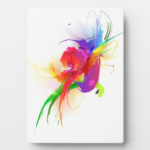 Abstract Rainbow Lorikeet Paint Splatters Plaque