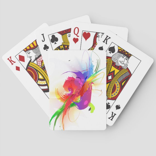 Abstract Rainbow Lorikeet Paint Splatters Playing Cards (Back)