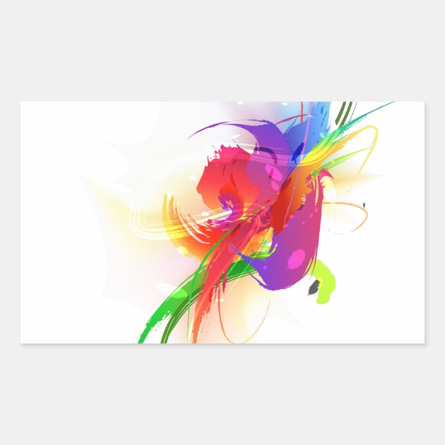Abstract Rainbow Lorikeet Paint Splatters Sticker (Front)