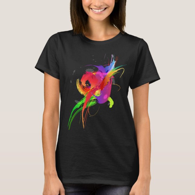 Abstract Rainbow Lorikeet Paint Splatters T-Shirt (Front)