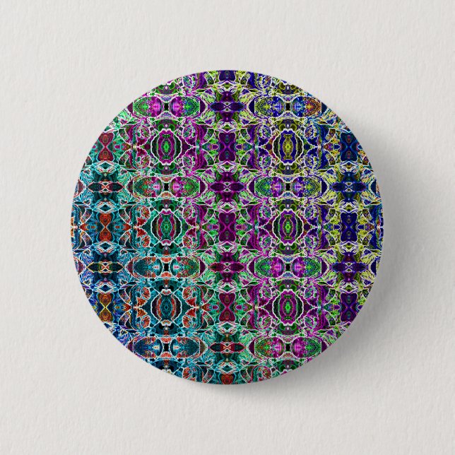 Abstract Rainbow Mandala Fractal 2 Inch Round Button (Front)