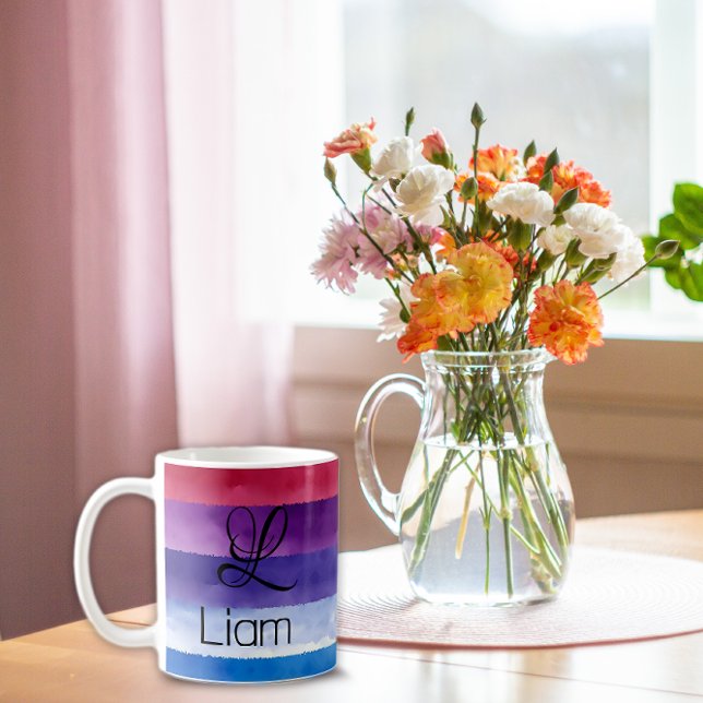 Abstract rainbow  name initial monogram coffee mug (Creator Uploaded)