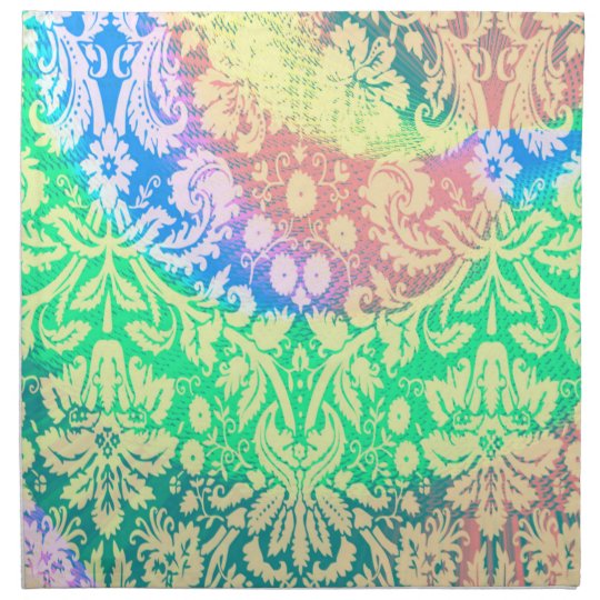 abstract rainbow paisley pink green set of napkins