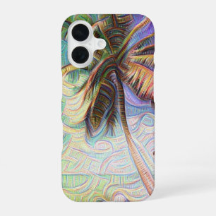 Abstract Rainbow Palm Tree iPhone 16 Case