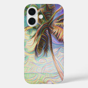 Abstract Rainbow Palm Tree on Isla Saona Caribbean iPhone 16 Case