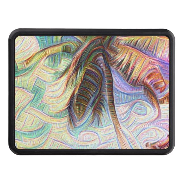 Abstract Rainbow Palm Tree Trailer Hitch Cover (Front)