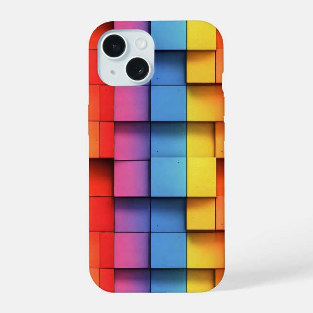 Abstract Rainbow Pattern iPhone 15 Case (Back)