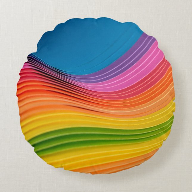 Abstract rainbow pattern texture round pillow (Front)