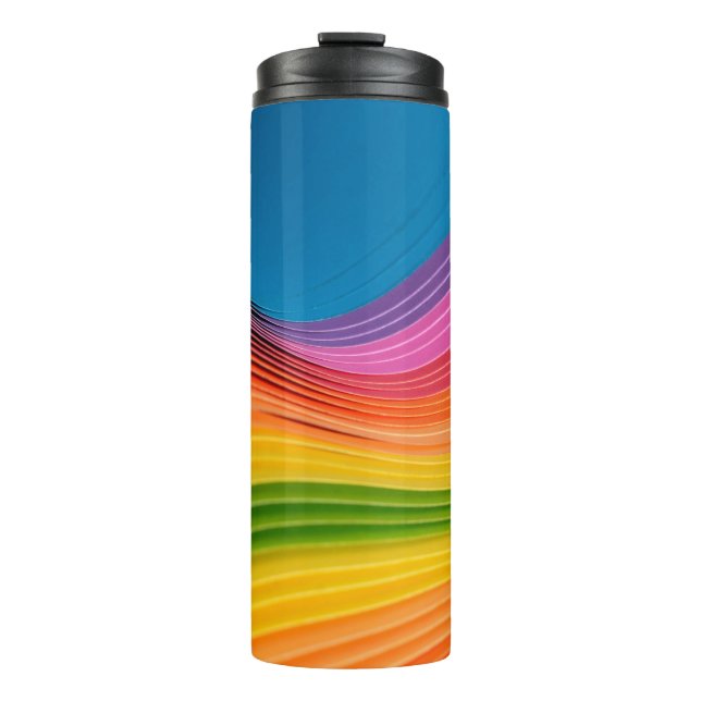 Abstract rainbow pattern texture thermal tumbler (Front)
