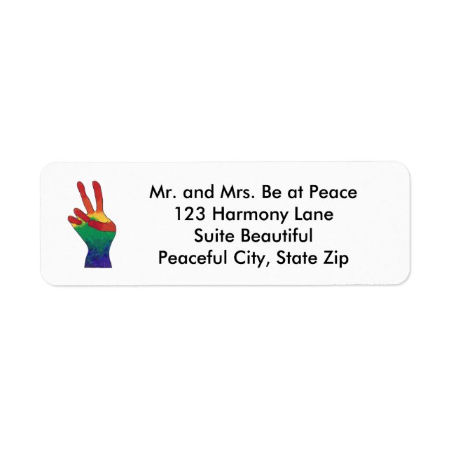 Abstract rainbow peace hand sign address labels (Front)