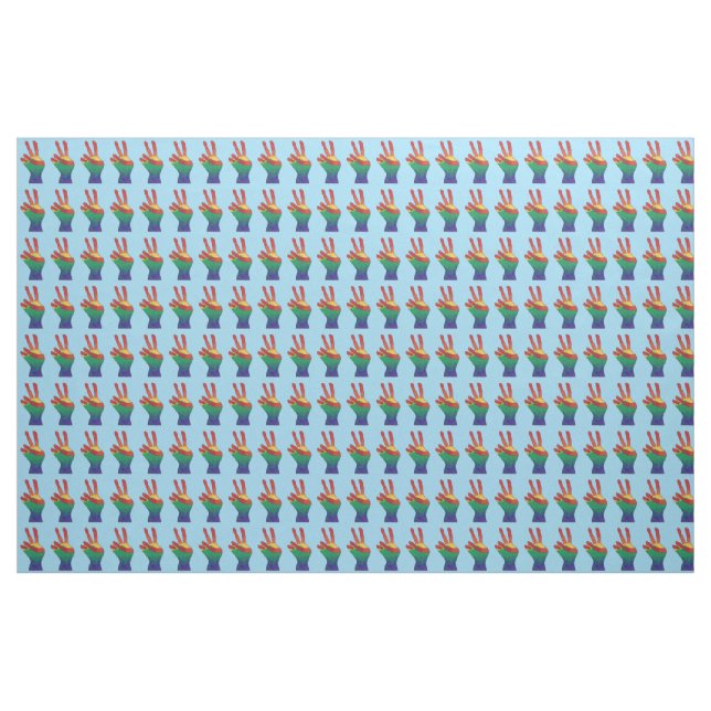 Abstract rainbow peace hand sign custom fabric (Yard)