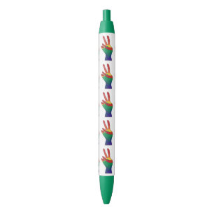 Abstract rainbow peace hand sign custom pens