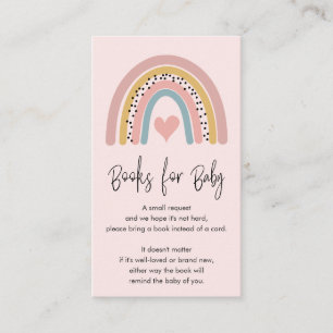 Abstract Rainbow Pink Baby Shower Books for Baby Enclosure Card