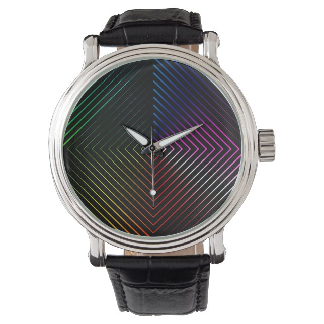 Abstract Rainbow Prism On Black Watch (Front)