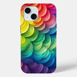 Abstract Rainbow Scale Pattern iPhone 15 Case