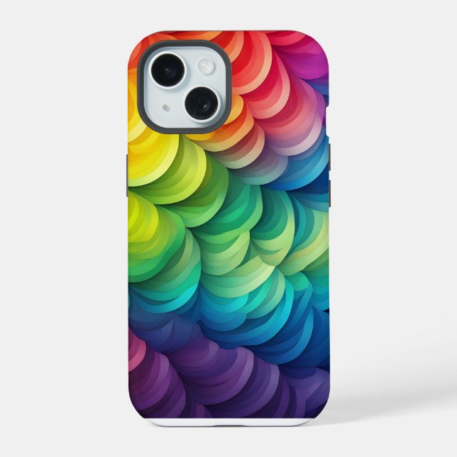 Abstract Rainbow Scale Pattern iPhone 15 Case (Back)