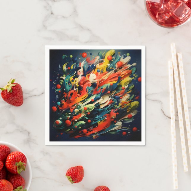Abstract Rainbow Splash Rhapsody Art Napkin (Insitu)