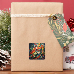Abstract Rainbow Splash Rhapsody Art Square Sticker