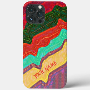 Abstract Rainbow Stripes Inspirivity Modern Fun iPhone 13 Pro Max Case
