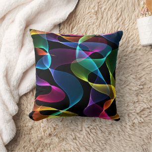 Abstract rainbow swirl pillow colour designs