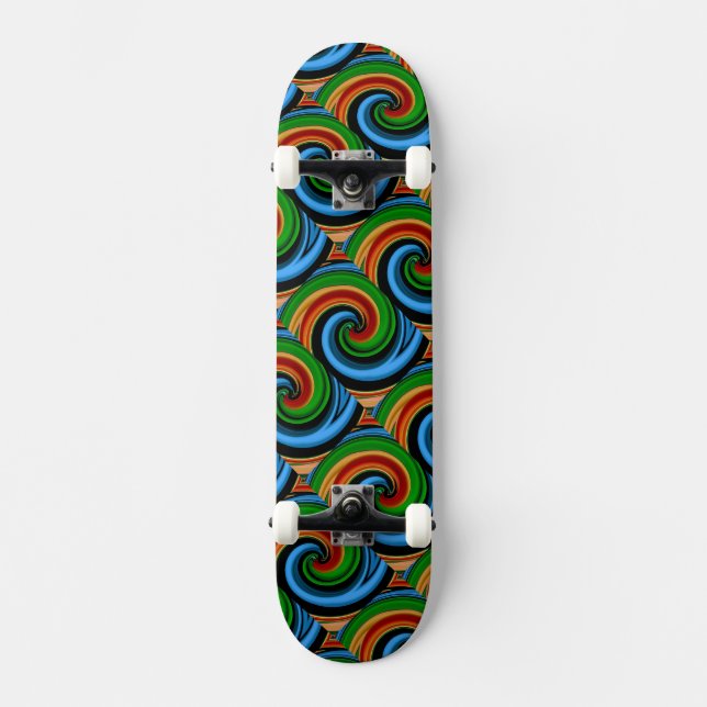 Abstract Rainbow Swirls Skateboard (Front)