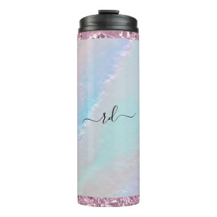 Abstract Rainbow Texture and Pink Crystal Thermal Tumbler