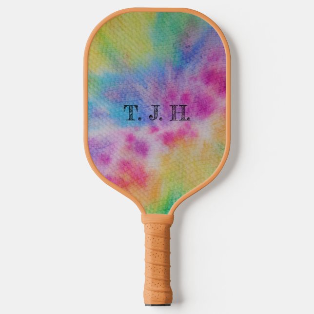 Abstract Rainbow Tie Dye Design Pickleball Paddle (Front)