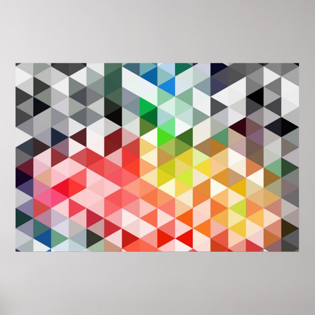 Abstract Rainbow Triangle Pattern Poster (Front)