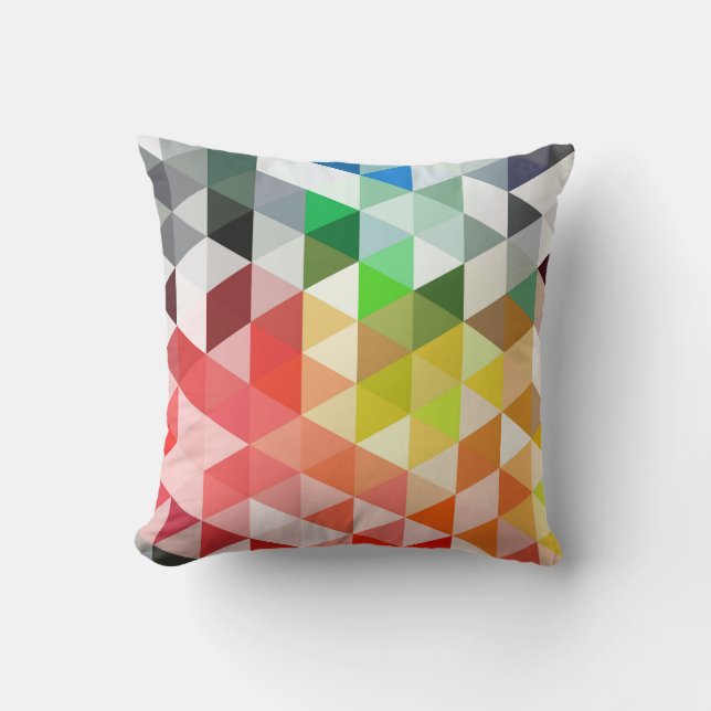 Abstract Rainbow Triangle Pattern Throw Pillow (Front)