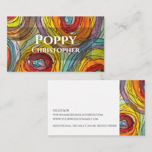 Abstract Rainbow Watercolor & Ink Circles Business Card