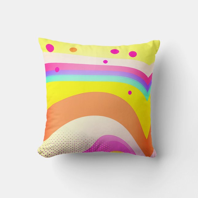 Abstract Rainbow Wave Pattern  Throw Pillow (Front)