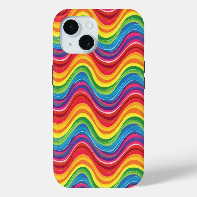 Abstract Rainbow Waves Case-Mate iPhone Case (Back)