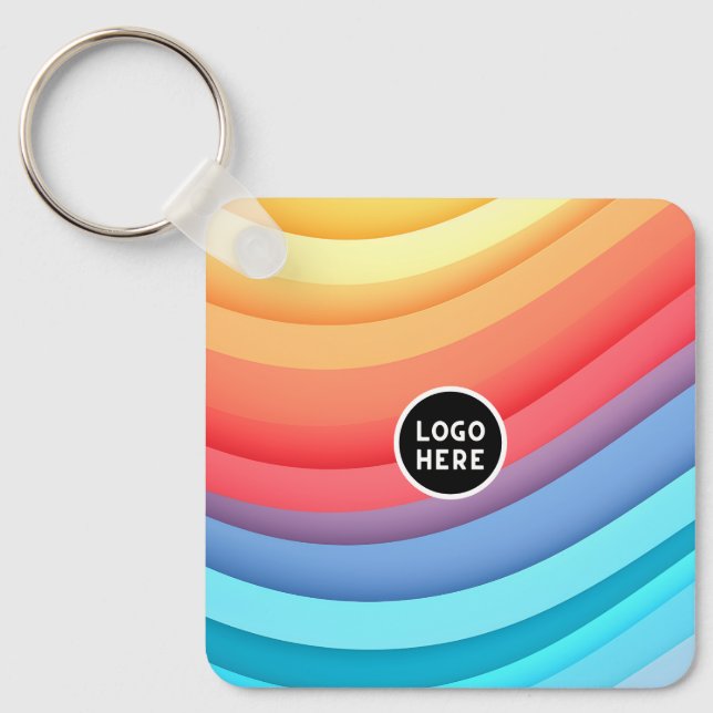Abstract Rainbow Waves with Add your touch Keychain (Front)