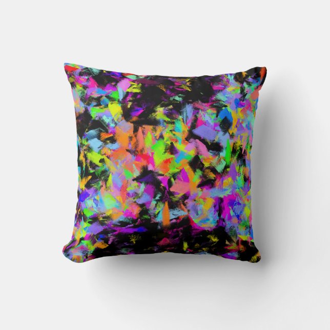 Abstract Random Messy Paint Colour Explosion Throw Pillow (Front)