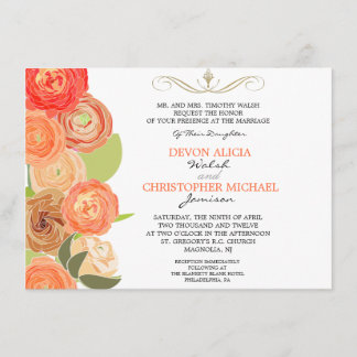 Abstract Ranunculus Fall Flowers Wedding Invite