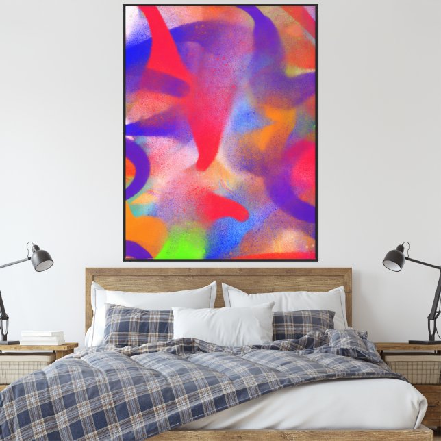 Abstract raspberry paint  canvas print (Insitu(Bedroom))