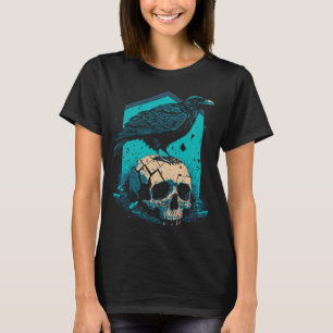 Abstract Raven Blackbird & Skull Poetry Graphic T-Shirt