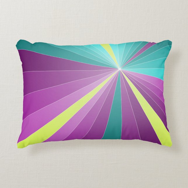 Abstract rays Colourful vibrant Geometric Funky Decorative Pillow (Front)