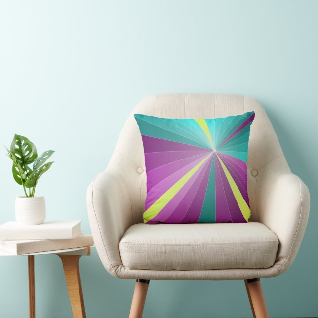 Abstract rays Colourful vibrant Geometric Funky Throw Pillow (Chair)