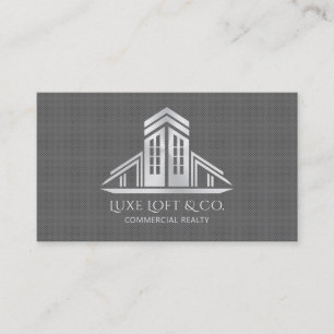 Abstract Real Estate Logo   Grey Carbon Fibre Business Card