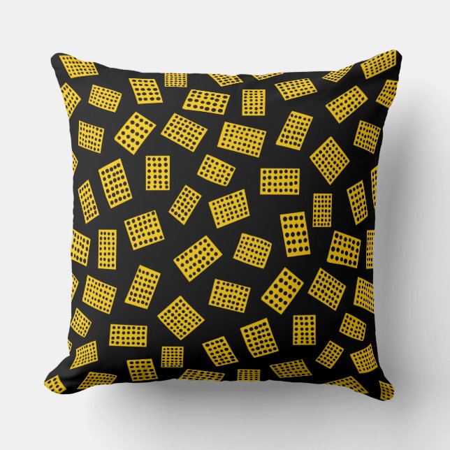 Abstract Rectangles 081122 -  Amber on Black Throw Pillow (Front)