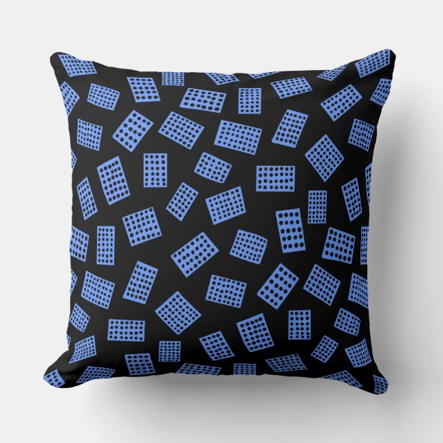Abstract Rectangles 081122 - Baby Blue on Black Throw Pillow (Front)