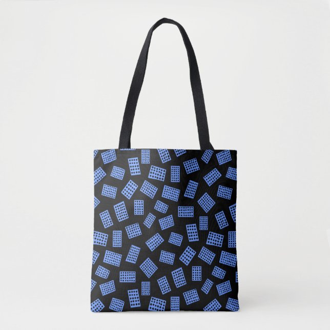 Abstract Rectangles 081122 - Baby Blue on Black Tote Bag (Front)