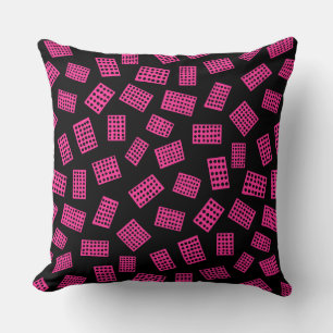 Abstract Rectangles 081122 - Hot Pink on Black Throw Pillow